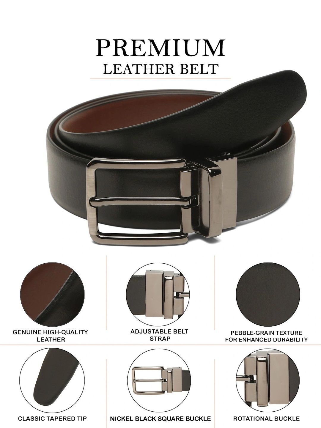 Teakwood Leathers Men Leather Reversible Formal Belt