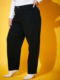 SASSAFRAS Curve Women Black Mid-Rise Comfort Clean Look Stretchable Jeans