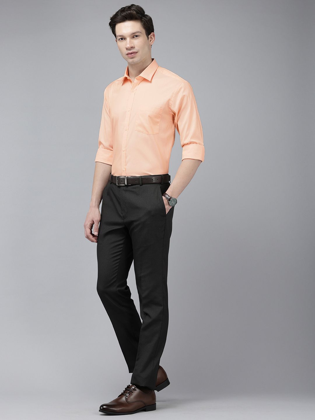 Park Avenue Self Design Slim Fit Textured Formal Shirt