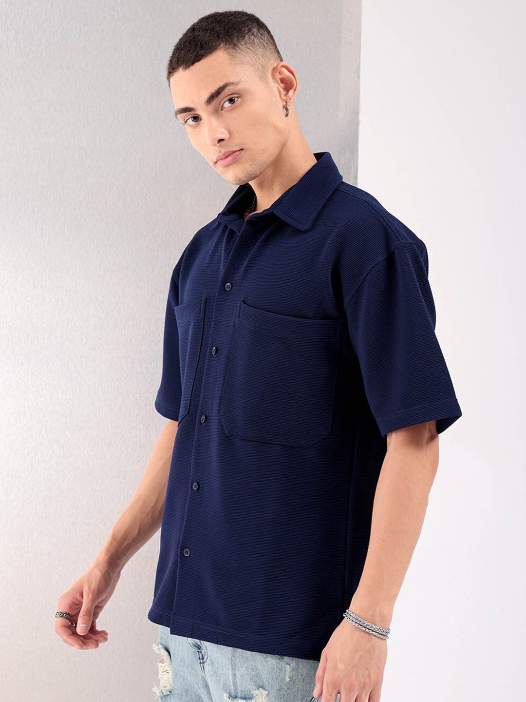 The Indian Garage Co Spread Collar Curved Boxy Casual Shirt