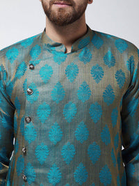 SOJANYA Men Teal & Beige Sulam Kurta Lurus