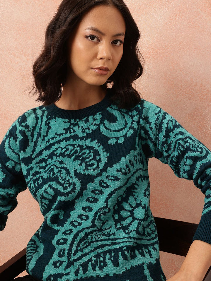 all about you Abstract Print Longline Pure Acrylic Pullover