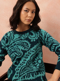 all about you Abstract Print Longline Pure Acrylic Pullover