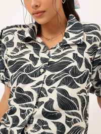 DressBerry Cute & Cuddly Puff Sleeves Printed Shirt