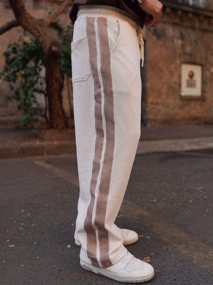 Powerlook Men Striped Baggy Fit Mid-Rise Track Pant