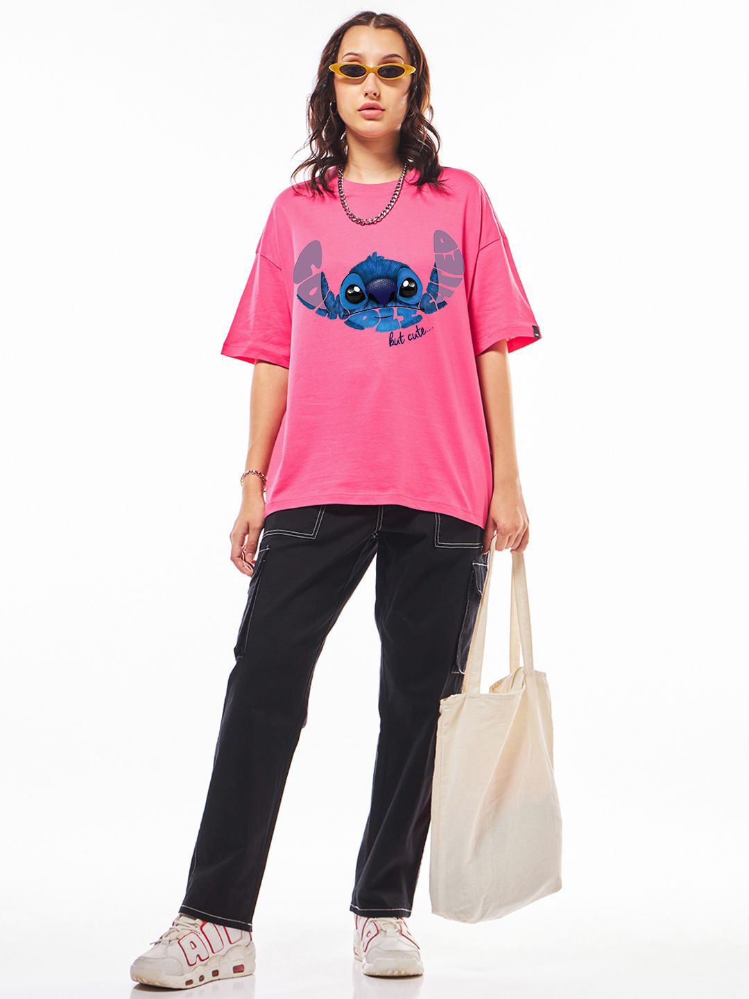Bewakoof Women Graphic Printed Round Neck Cotton Oversized Disney T-shirt