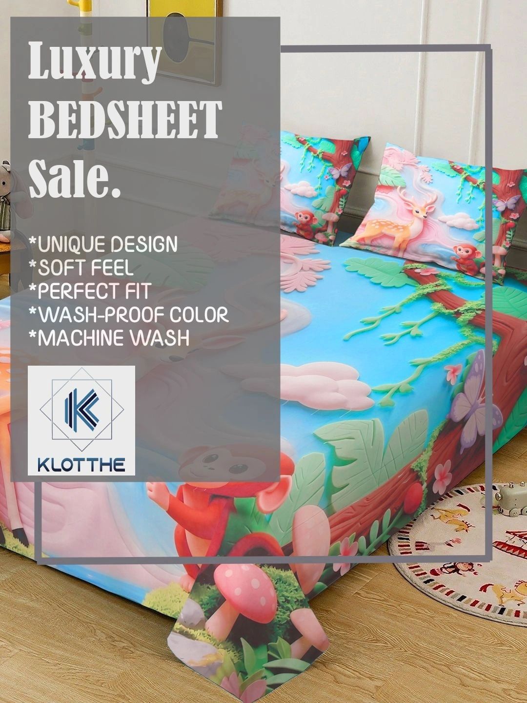 Moda Rapido X KLOTTHE Blue & Pink 400 TC King Bedsheet with 2 Pillow Covers