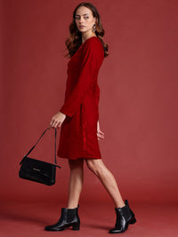 all about you Velvet Finish Sheath Dress