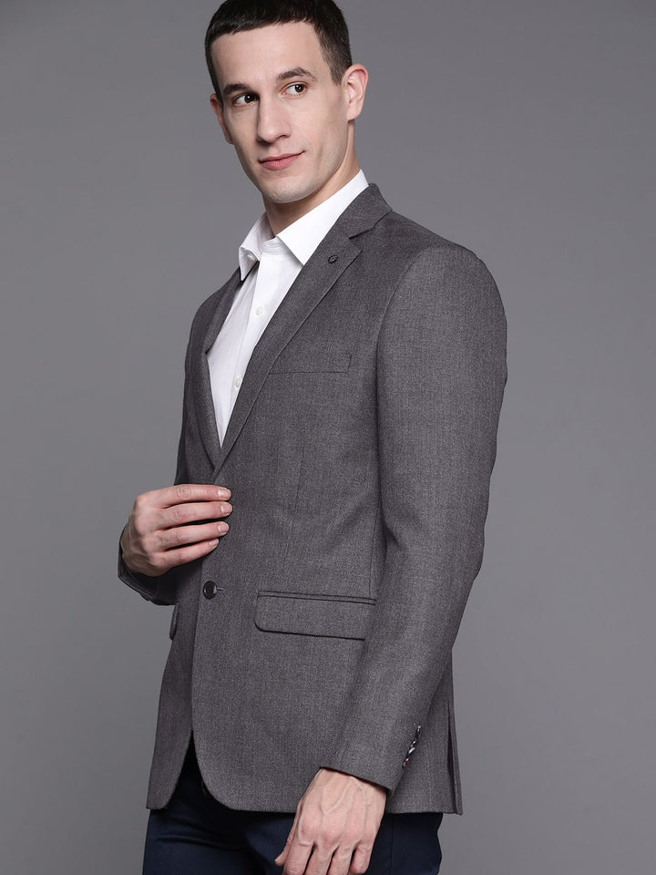 Raymond Self-Checked Slim Fit Single-Breasted Formal Blazer