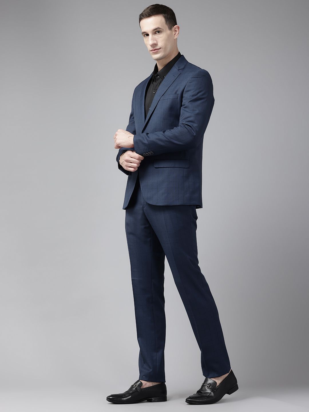 Park Avenue Checked Slim Fit 2 Piece Formal Suit