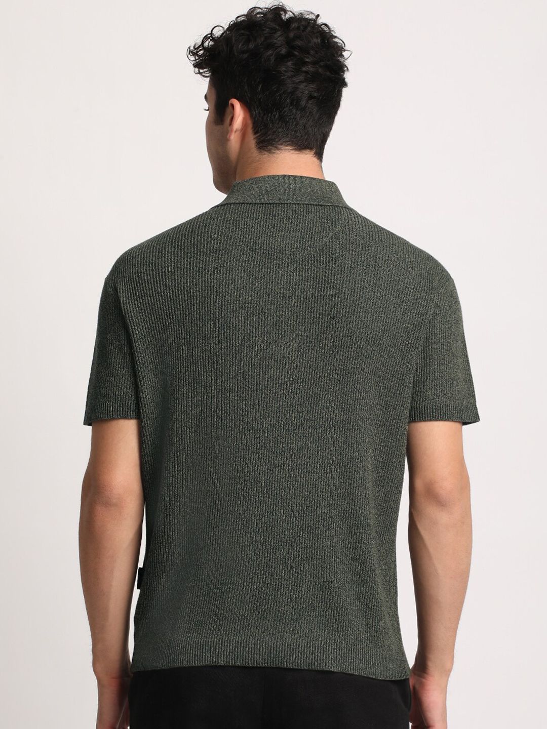 THE BEAR HOUSE Men Self Designed Regular Fit Cotton Polo Collar T-Shirt