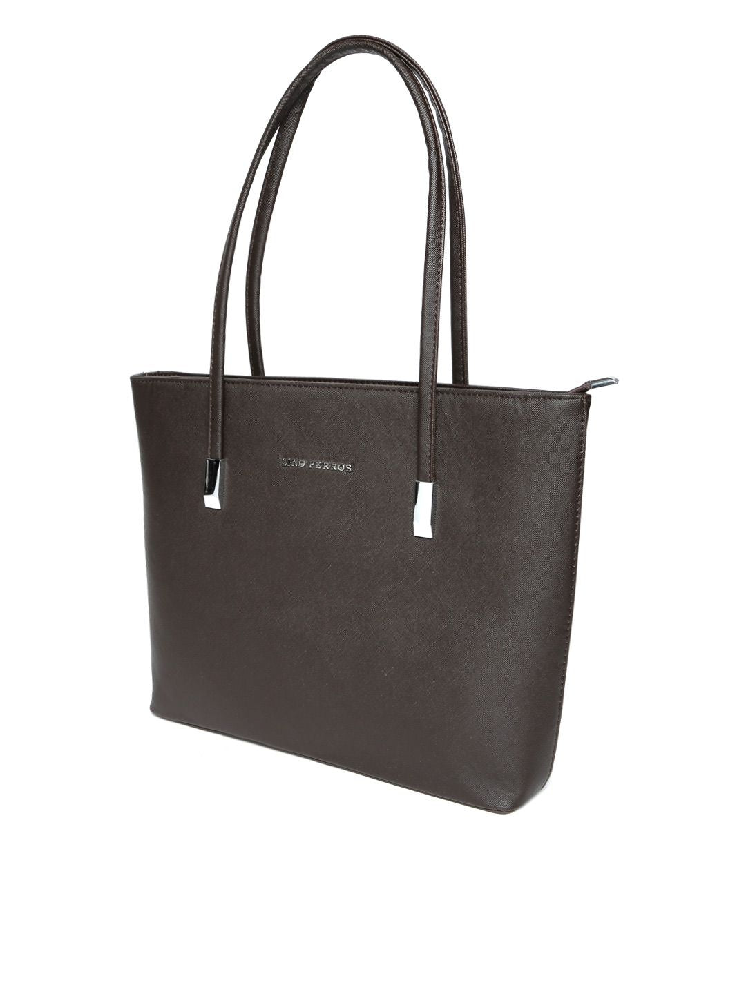 Lino Perros Coffee Brown Solid Laptop Bag