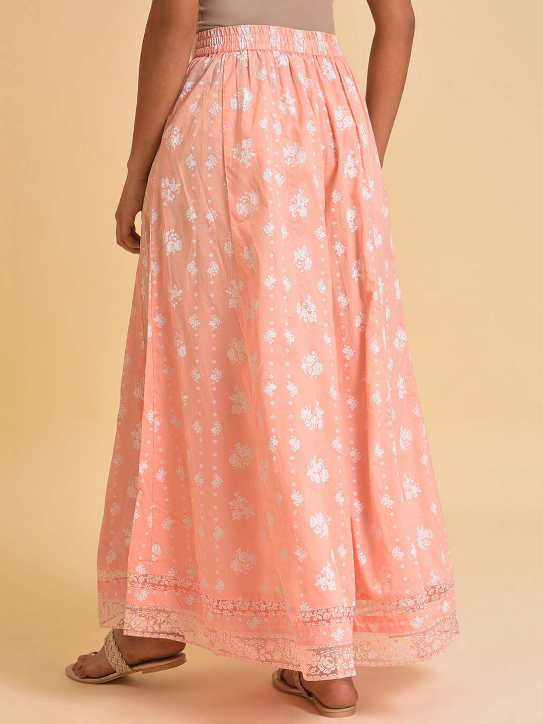 W Women Green Floral Printed Loose Fit Pleated Trousers