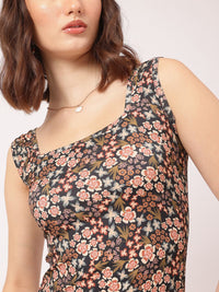 DressBerry Dainty Florals Sheath Midi Dress with Slit