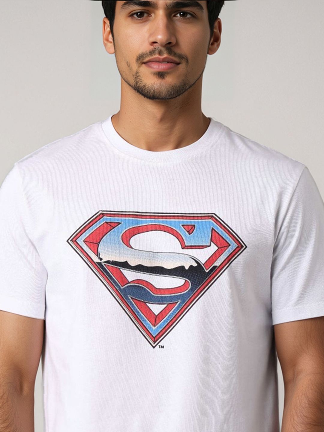 The Indian Garage Co Men Superman Graphic Printed Round Neck Cotton Slim Fit T-shirt