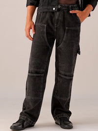 The Indian Garage Co Men Mid-Rise Loose Baggy Fit Elasticated Wasit Cargo Jeans