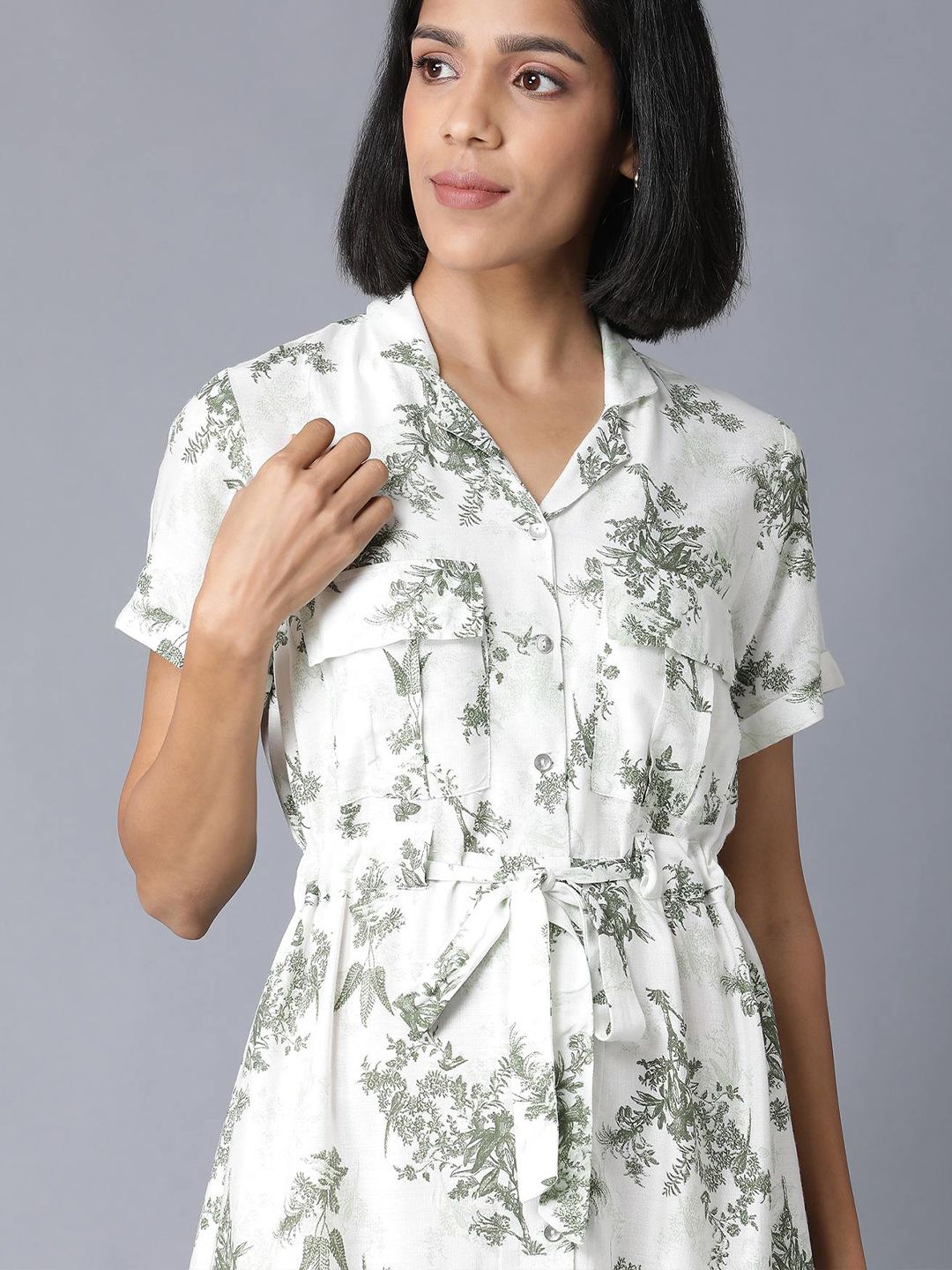 W White Floral Midi Dress