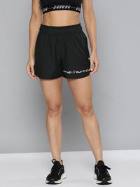 HRX By Hrithik Roshan Training Women Jet Black Rapid-Dry Solid Training Shorts