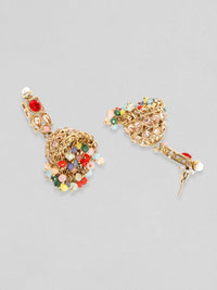 Rubans berbentuk emas berbilang warna CZ Studded Pearl Beaded Budak Barang Perhiasan