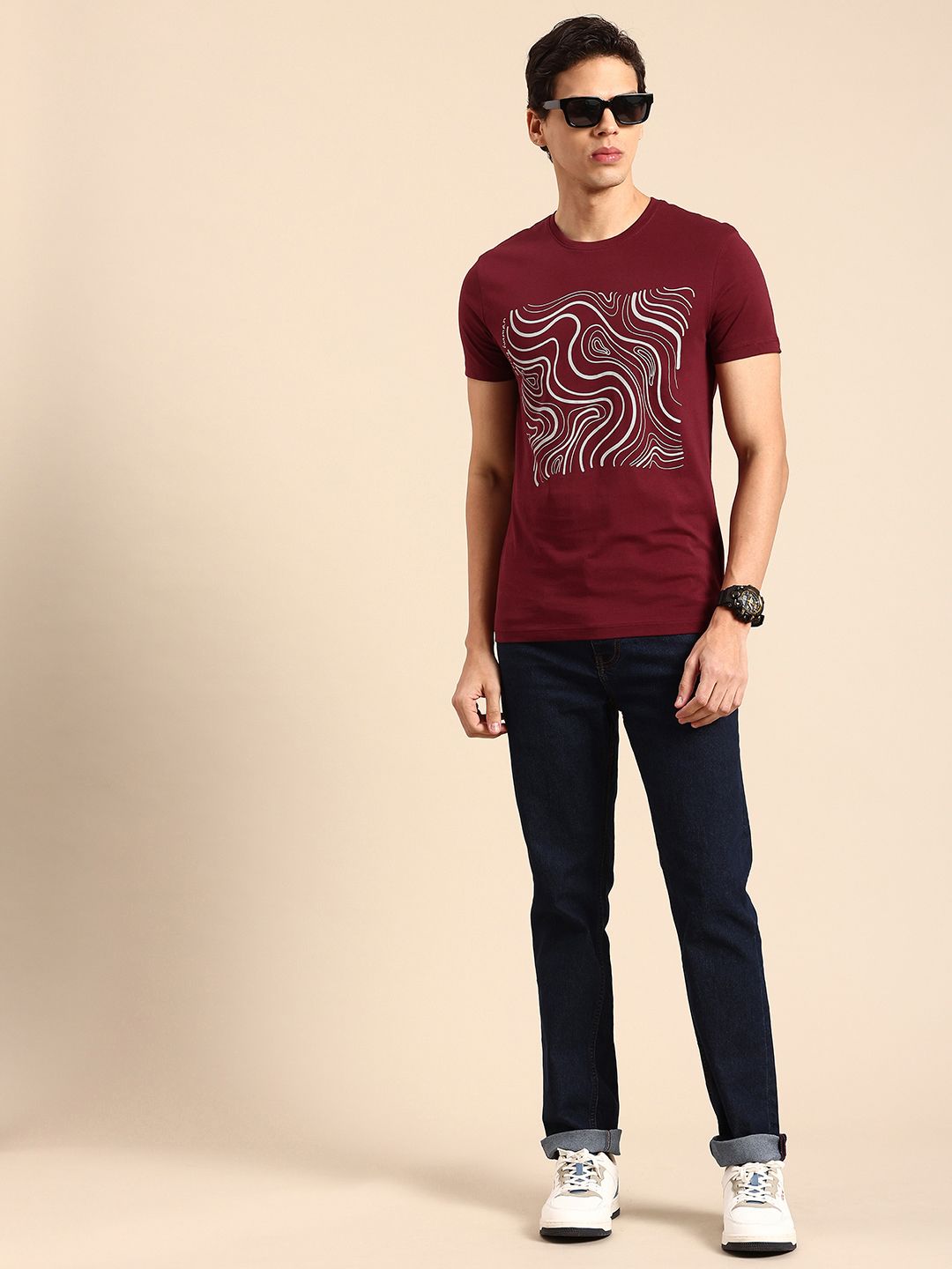 Being Human Abstract Printed Pure Cotton T-shirt