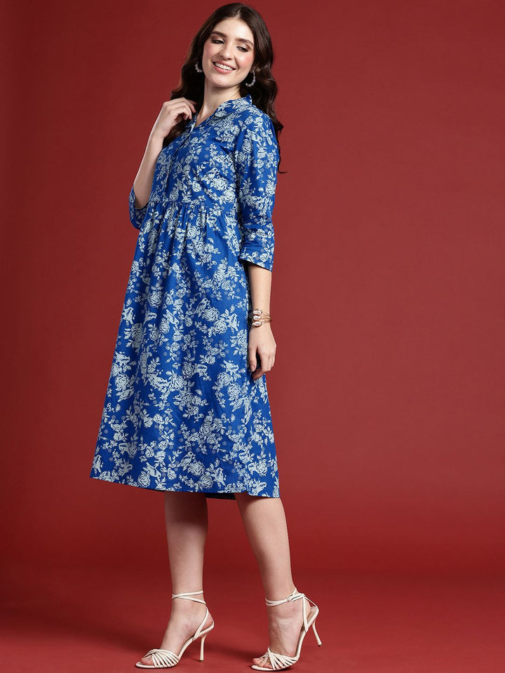 Anouk Floral Print Fit & Flare Midi Dress