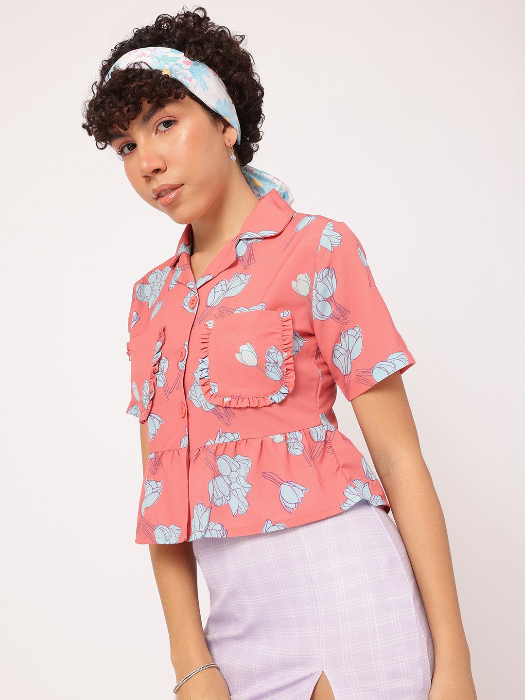 DressBerry Floral Fantasy Utility Shirt Style Top
