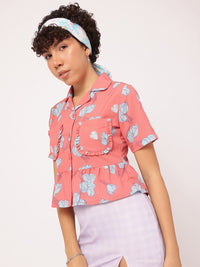 DressBerry Floral Fantasy Utility Shirt Style Top