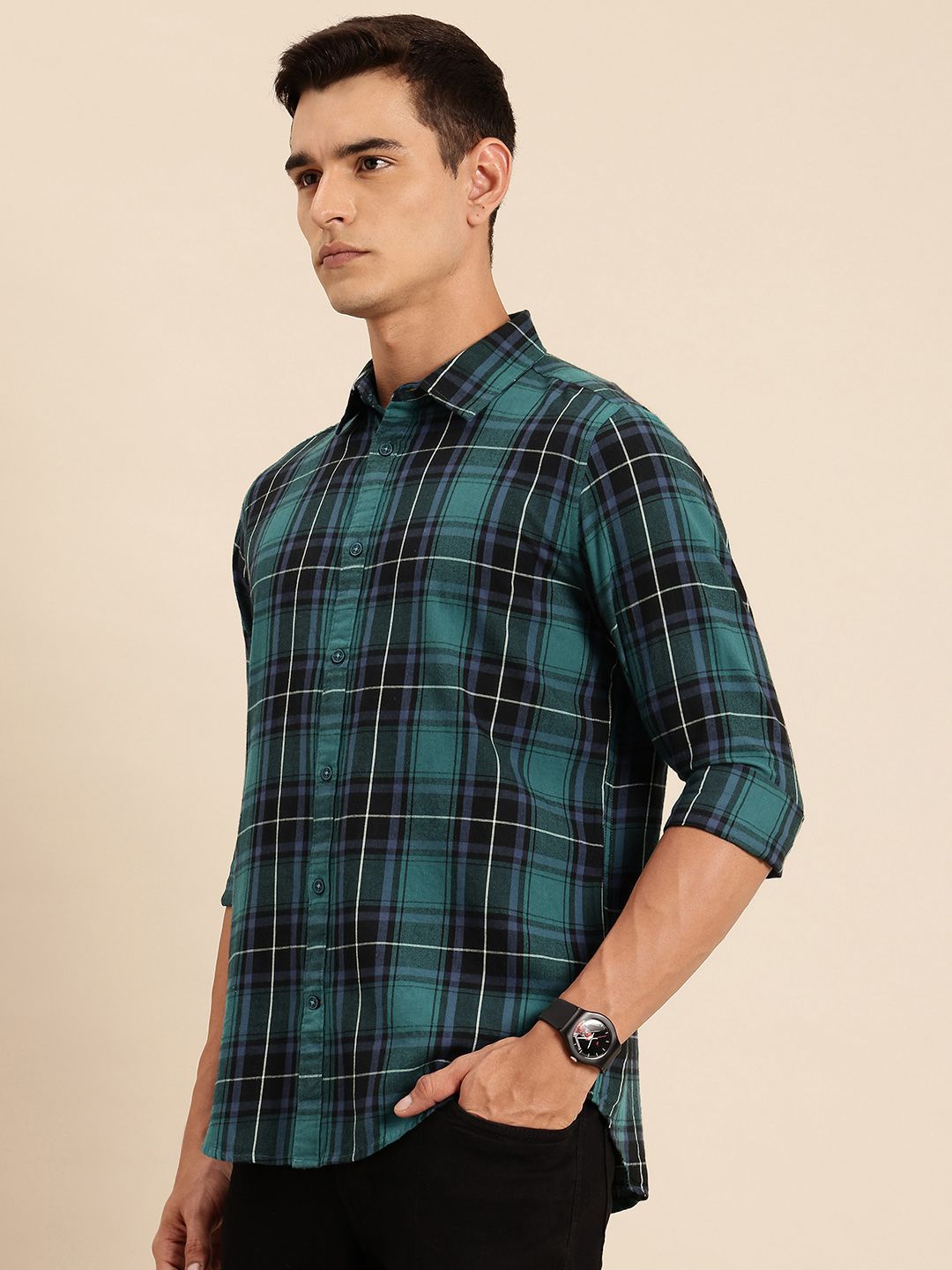 Being Human Pure Cotton Slim Fit Checked Casual Shirt