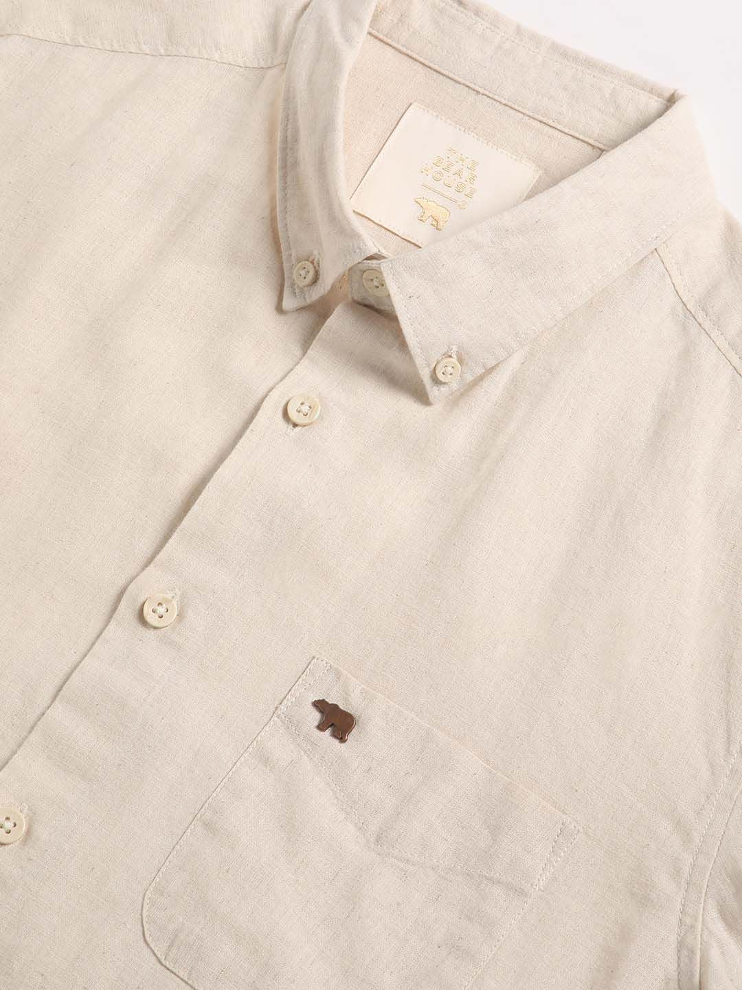 THE BEAR HOUSE Slim Fit Button Down Collar Chest Pocket Casual Shirt
