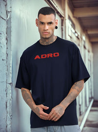 ADRO Graphic Printed Drop-Shoulder Sleeves Cotton Oversized T-shirt