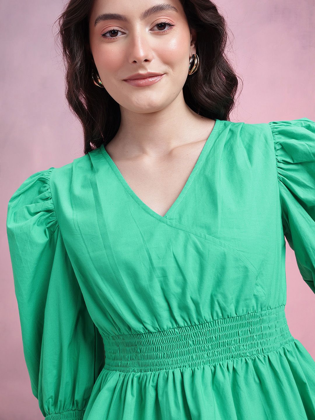 DressBerry Smocked Pure Cotton Peplum Top