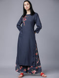 Vishudh Women Blue Floral Printed Regular Kurta with Palazzos