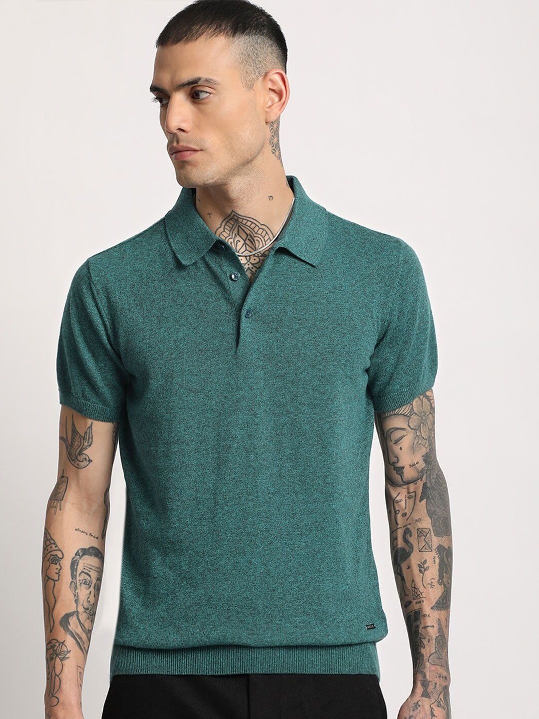 THE BEAR HOUSE Men Solid Regular Fit Cotton Polo Collar T-Shirts