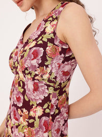 DressBerry Cute Feminine Floral Fantasy Printed A-Line Mini Dress