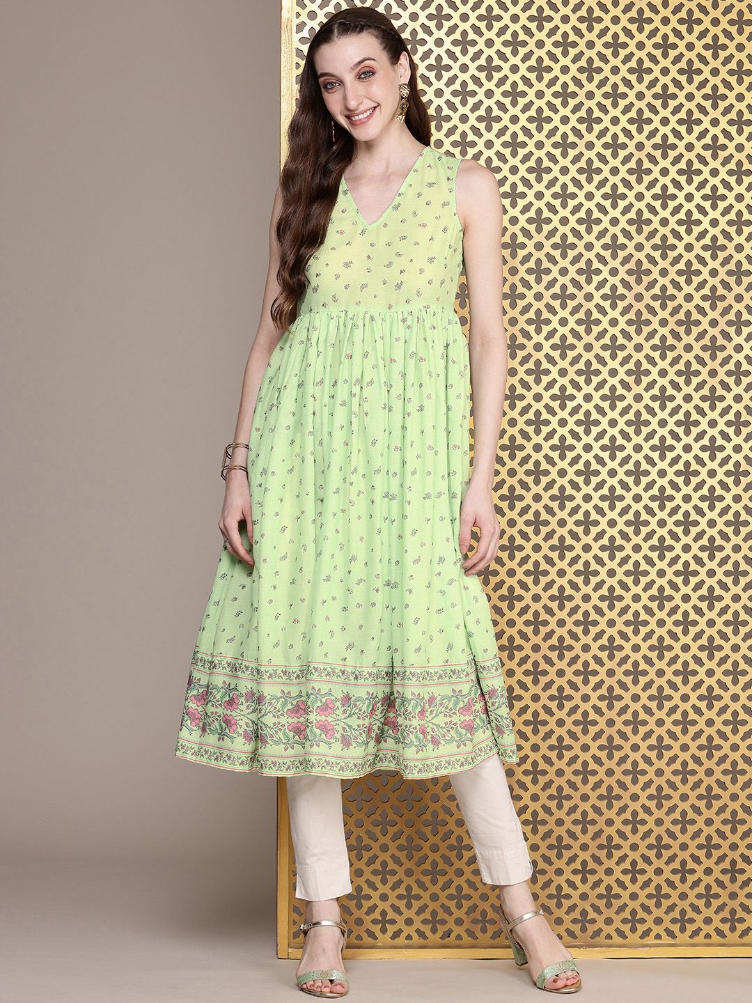 House of Pataudi Jashn Floral Printed A-Line Kurta