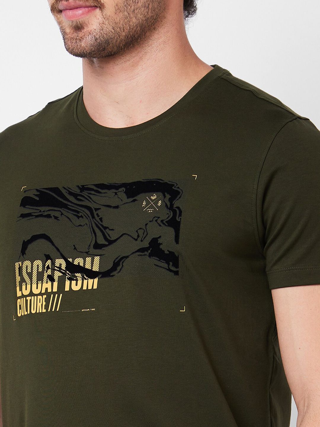 SPYKAR Round Neck Typography Printed Cotton Slim Fit T-shirt