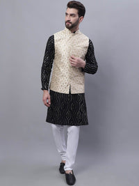 SOJANYA Embroidered Sequinned Pure Cotton Kurta and Churidar with Nehru Jacket