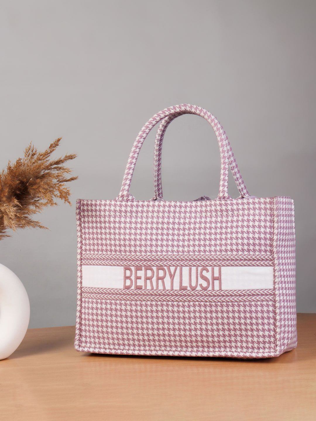 Berrylush Checked Structured Handheld Bag