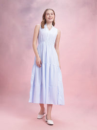 DressBerry Striped Tiered Midi A-Line Dress