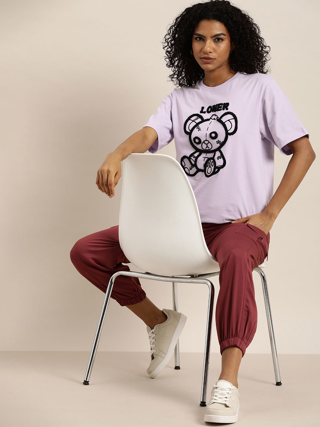DILLINGER Embroidered Oversize Pure Cotton Longline T-shirt
