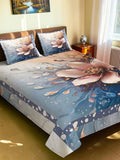 Moda Rapido X KLOTTHE Blue Floral 400 TC King Bedsheet with 2 Pillow Covers