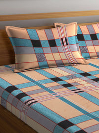 KLOTTHE Peach Geometric Polycotton 300 TC Dilengkapi Cadar King Halus dengan 2 Sarung Bantal-98 x 87 inci