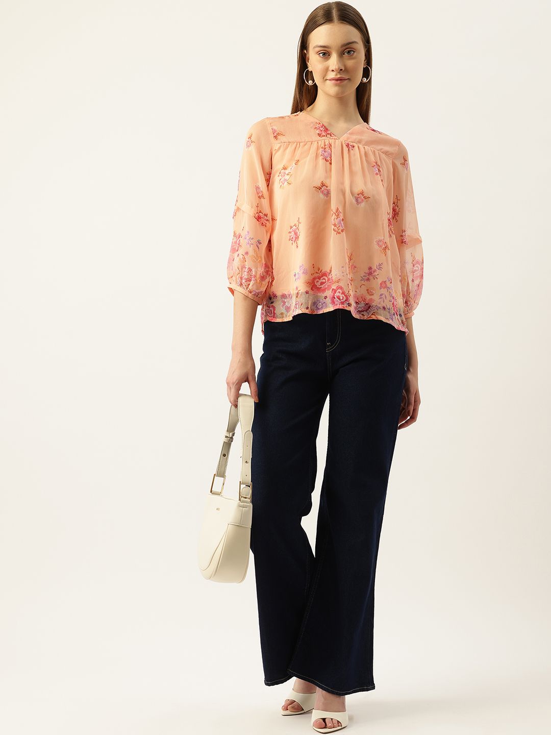 AND Floral Print Puff Sleeve Top