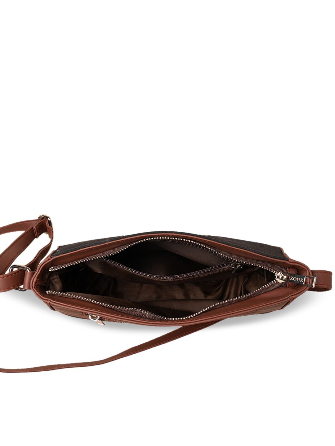 ZOUK Women Pink & Brown Floral Printed Structured Sling Bag