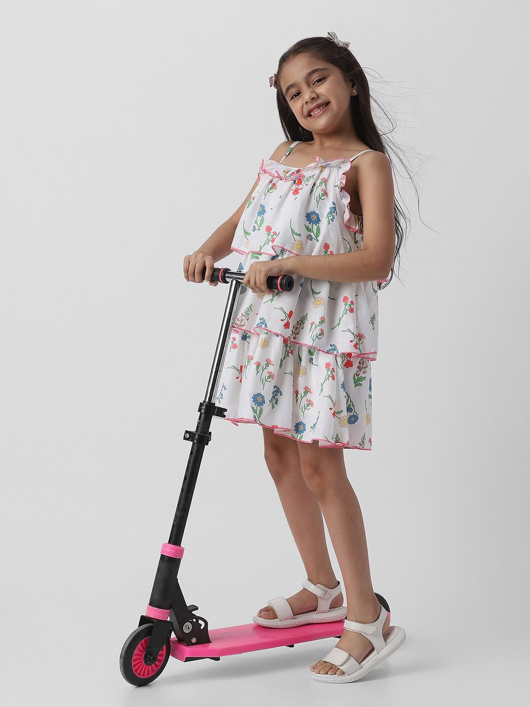 Nauti Nati Girls Floral Print Layered A-Line Dress