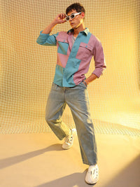 The Indian Garage Co Colourblocked Spread Collar Long Sleeves Cotton Casual Shirt