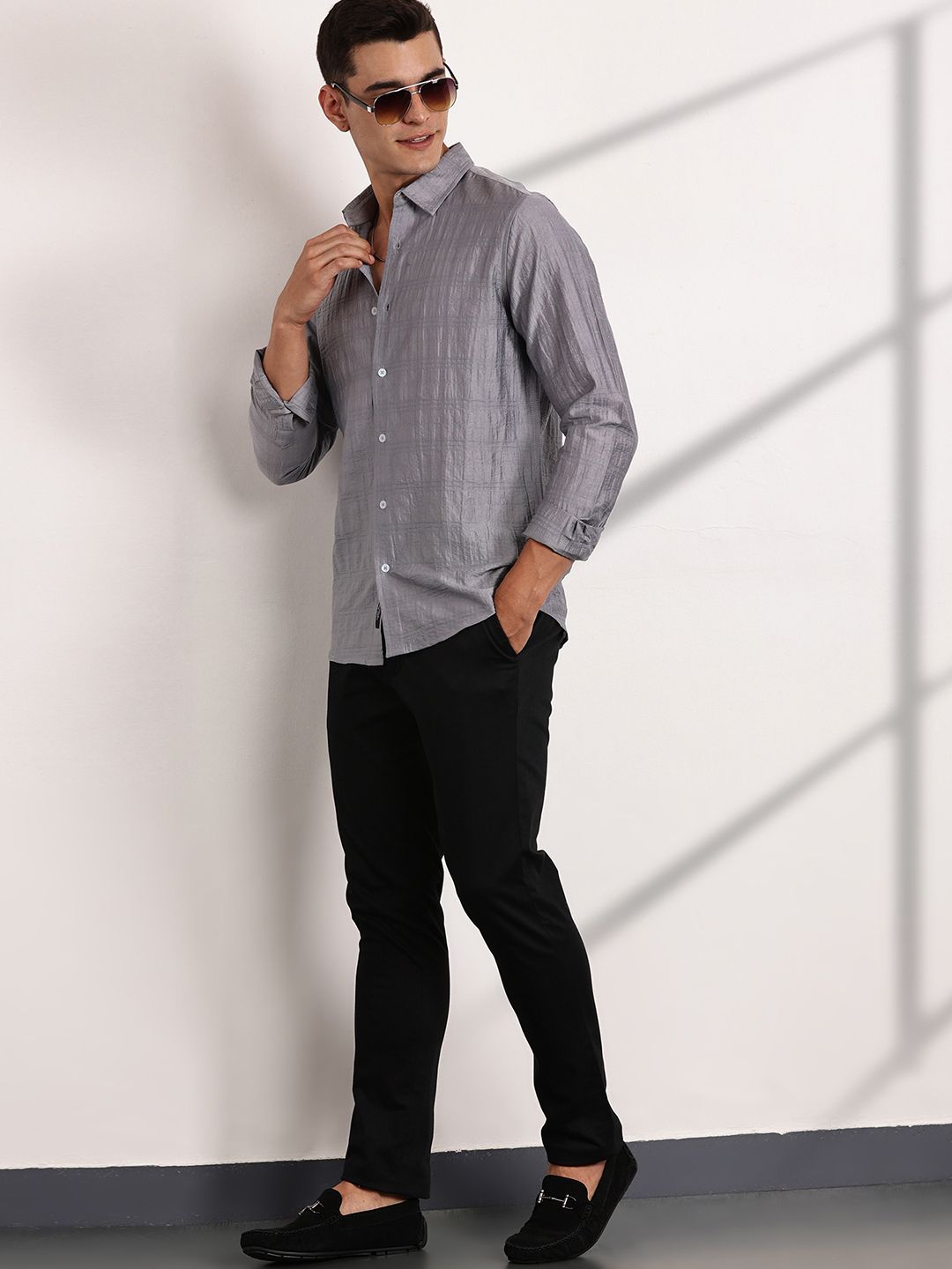 Thomas Scott Men Classic Slim Fit Opaque Casual Shirt