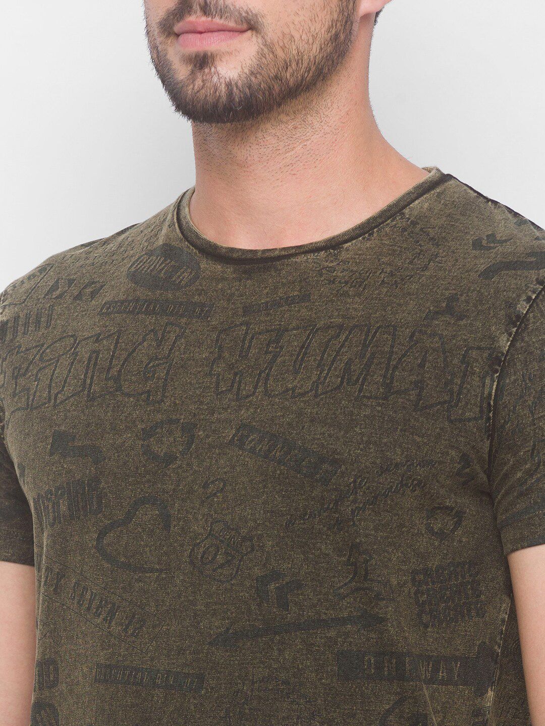 Being Human Men Green Typography T-shirt