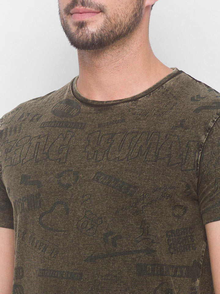 Being Human Men Green Typography T-shirt