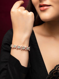 Rubans 18k Rose Gold Green Green Ad & padu Zirkonia Zirkonia Tarik Rantaian Tarik